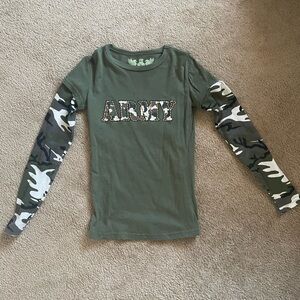 Army Green Camouflage Kids Shirt